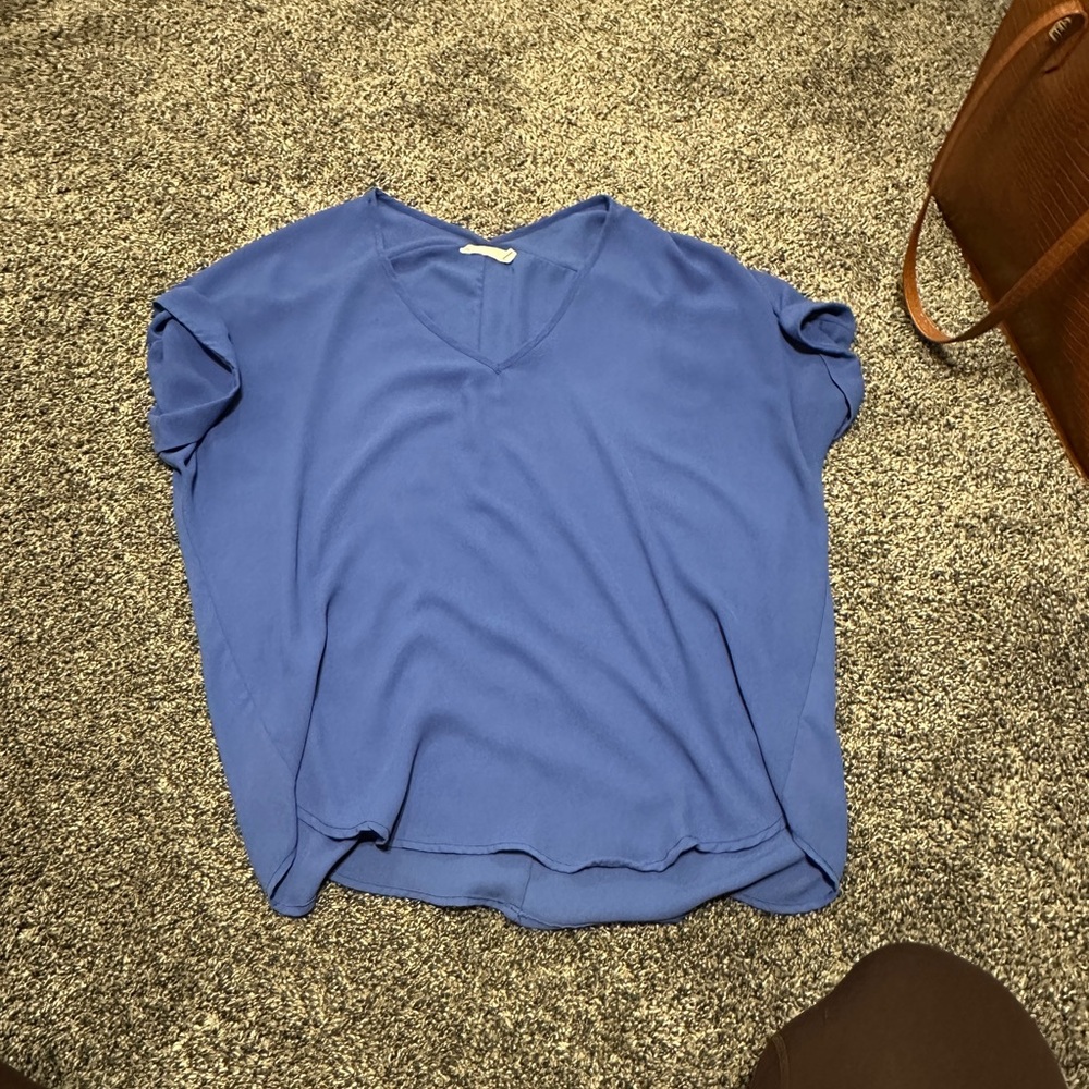 Bright blue blouse for work or out, size small